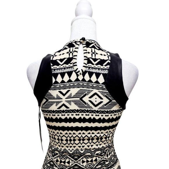Tribal Print Sleeveless Midi Dress With Mesh Panel Detail Size S - Picture 12 of 13